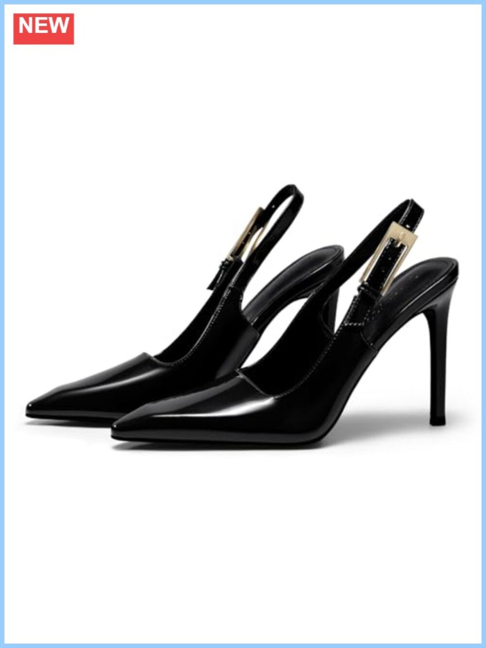 Women's Patent Faux Leather Slingback Stiletto Heels Pump Shoes Office